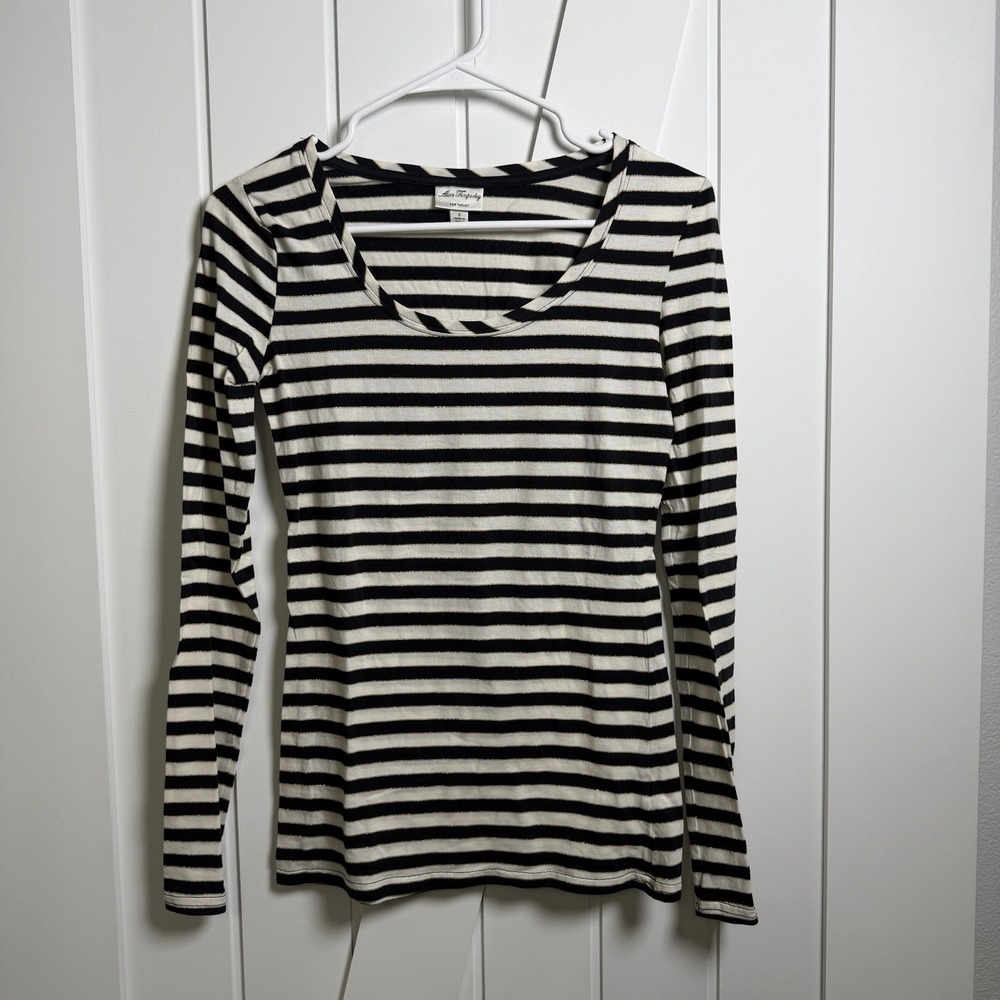 Alice Temperley For Target Striped Top Black White Gold Size S Coastal Preppy